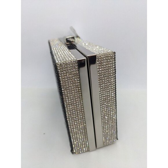SONDRA ROBERTS crystal embellished rectangular box clutch minaudiere - BLACK - Picture 4 of 10